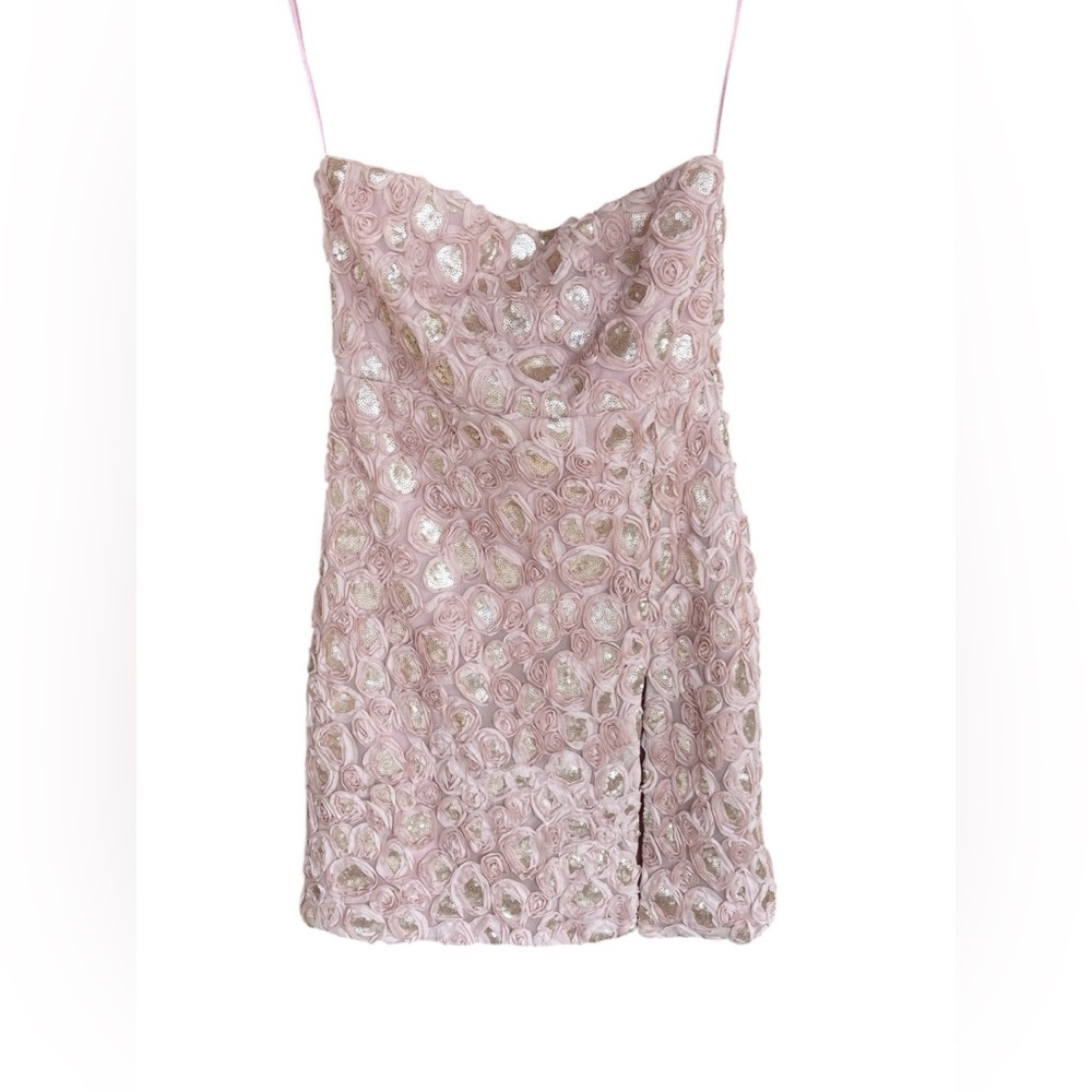Walter Baker Evana Mini Flower Strapless Dress Women’s Size 4 Blossom Applique